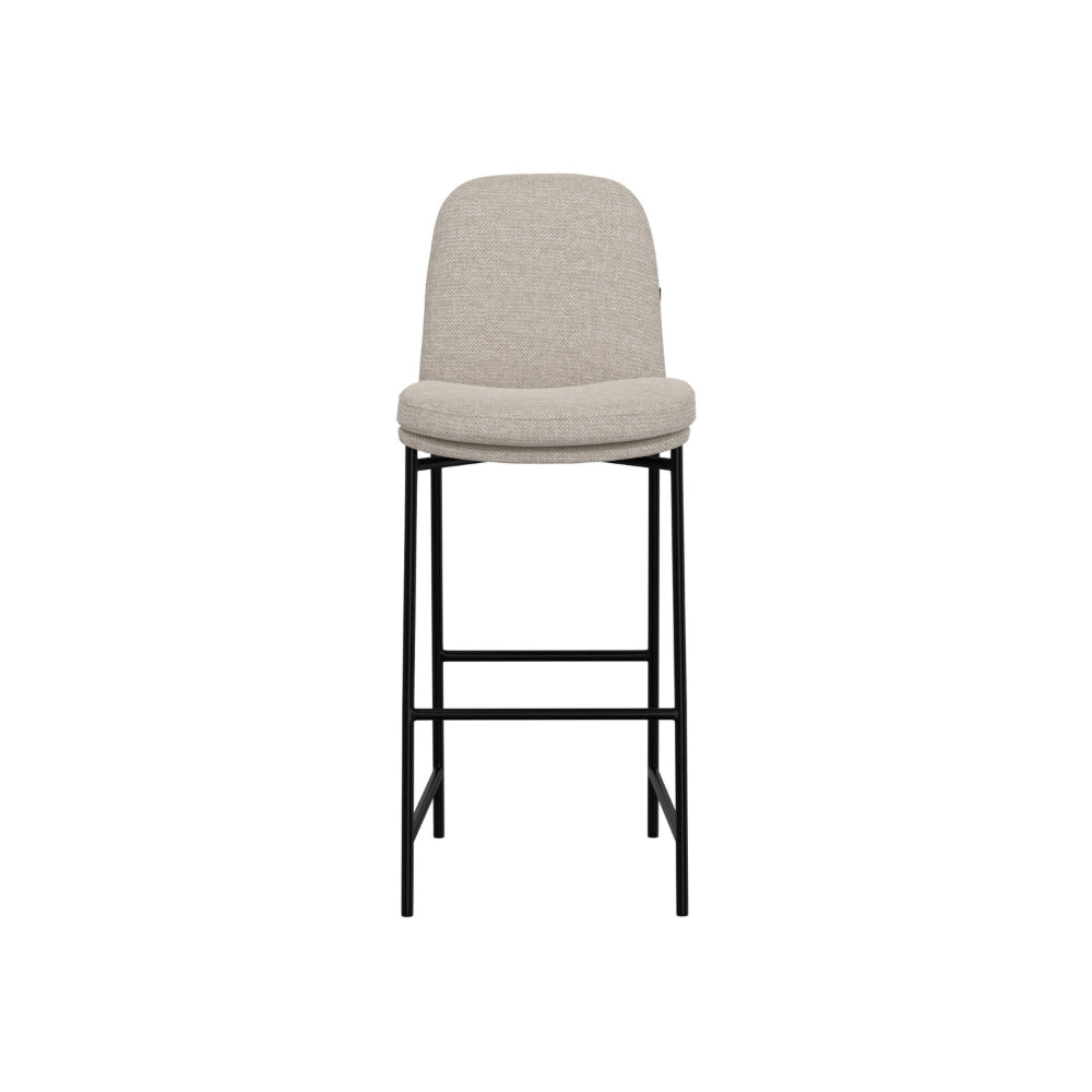 Revee Barstool Chair Black Iron Frame Water-Resistant Beige Polyester By Casagear Home BM321512