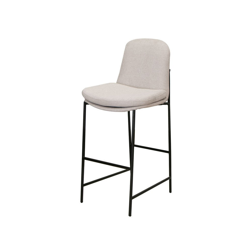 Revee Barstool Chair Black Iron Frame Water-Resistant Beige Polyester By Casagear Home BM321512