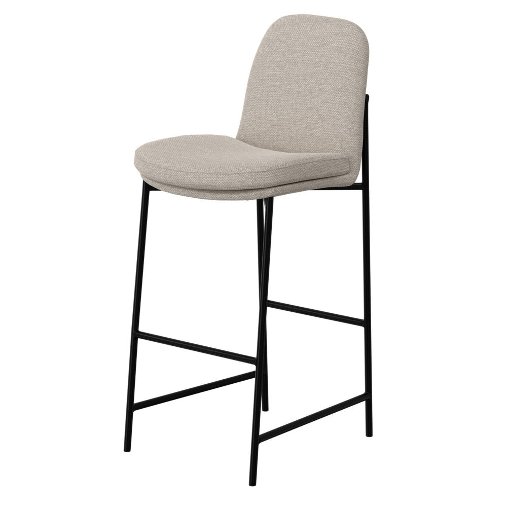Revee Barstool Chair Black Iron Frame Water-Resistant Beige Polyester By Casagear Home BM321512