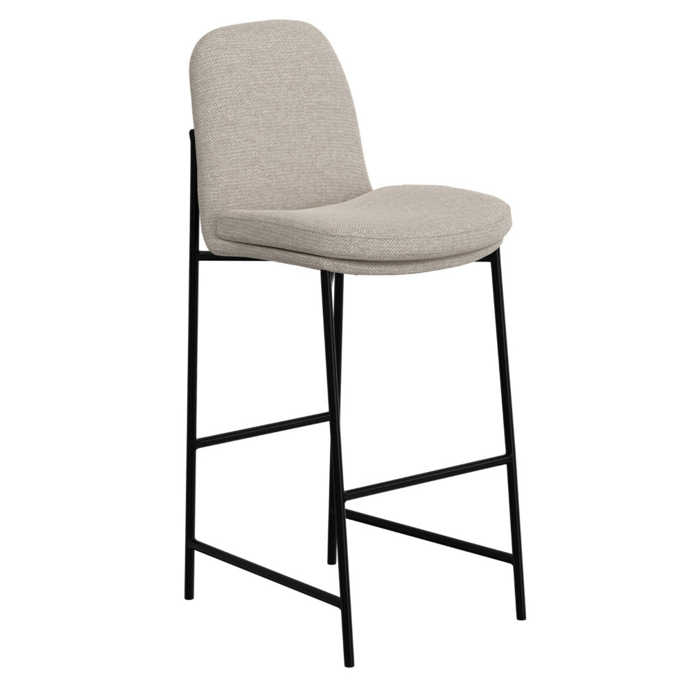 Revee Barstool Chair Black Iron Frame Water-Resistant Beige Polyester By Casagear Home BM321512