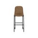 Revee Barstool Chair Black Iron Water-Resistant Cognac Brown Faux Leather By Casagear Home BM321513