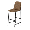 Revee Barstool Chair Black Iron Water-Resistant Cognac Brown Faux Leather By Casagear Home BM321513