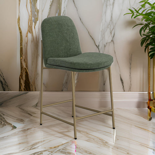 Revee Counter Height Chair, Iron, Water-Resistant Olive Green Polyester By Casagear Home