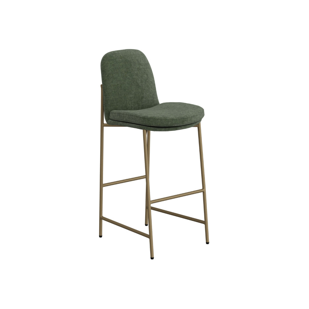 Revee Barstool Chair Black Iron Water-Resistant Olive Green Polyester By Casagear Home BM321515