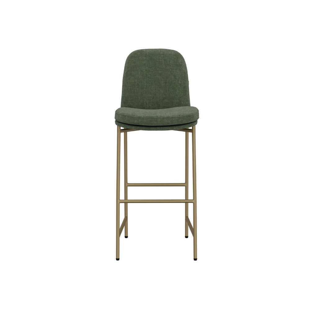 Revee Barstool Chair Black Iron Water-Resistant Olive Green Polyester By Casagear Home BM321515