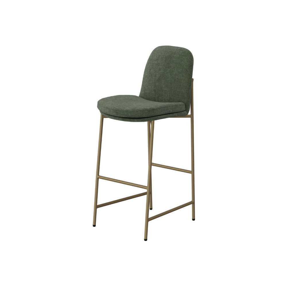 Revee Barstool Chair Black Iron Water-Resistant Olive Green Polyester By Casagear Home BM321515