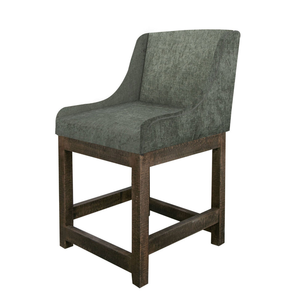 Lamy Counter Height Chair Curved Arms Compact Rich Olive Green Polyester By Casagear Home BM321516