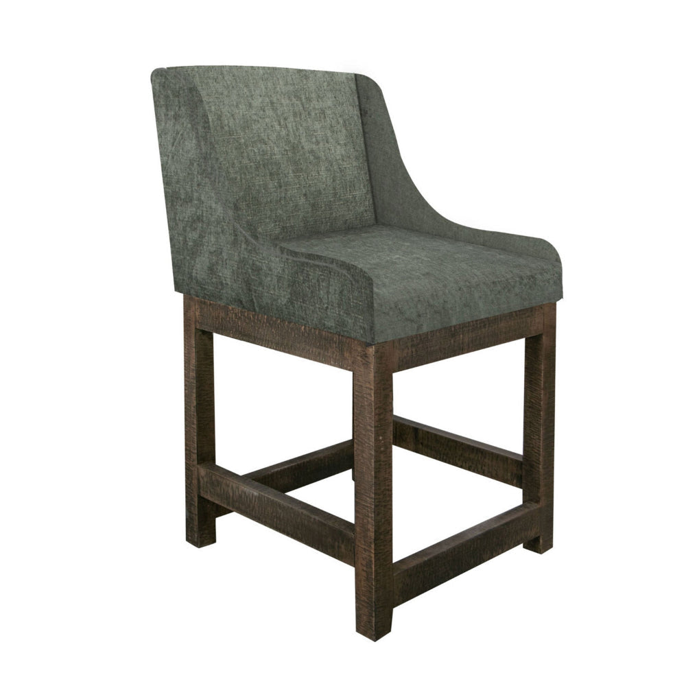 Lamy Counter Height Chair Curved Arms Compact Rich Olive Green Polyester By Casagear Home BM321516