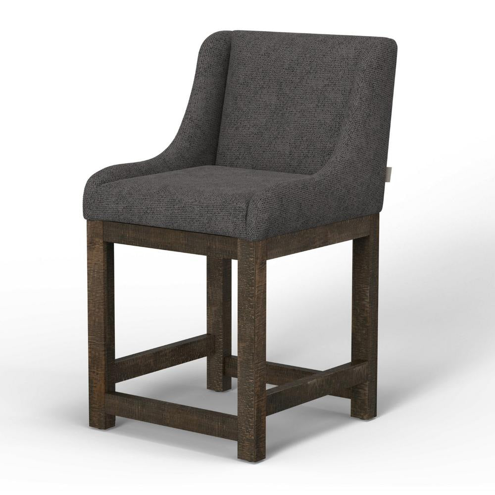 Lamy Counter Height Chair Curved Arms Compact Rich Gray Polyester By Casagear Home