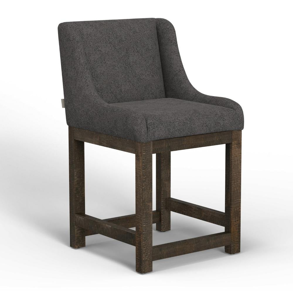 Lamy Counter Height Chair, Curved Arms, Compact, Rich Gray Polyester By Casagear Home