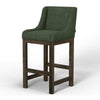 Lamy Barstool Chair Curved Arms Solid Pine Wood Olive Green Polyester By Casagear Home