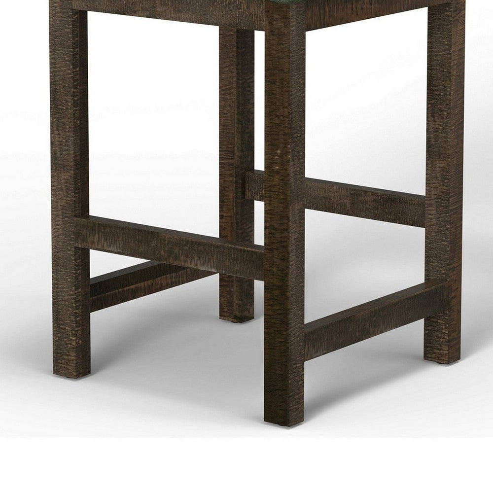 Lamy Barstool Chair Curved Arms Solid Pine Wood Olive Green Polyester By Casagear Home