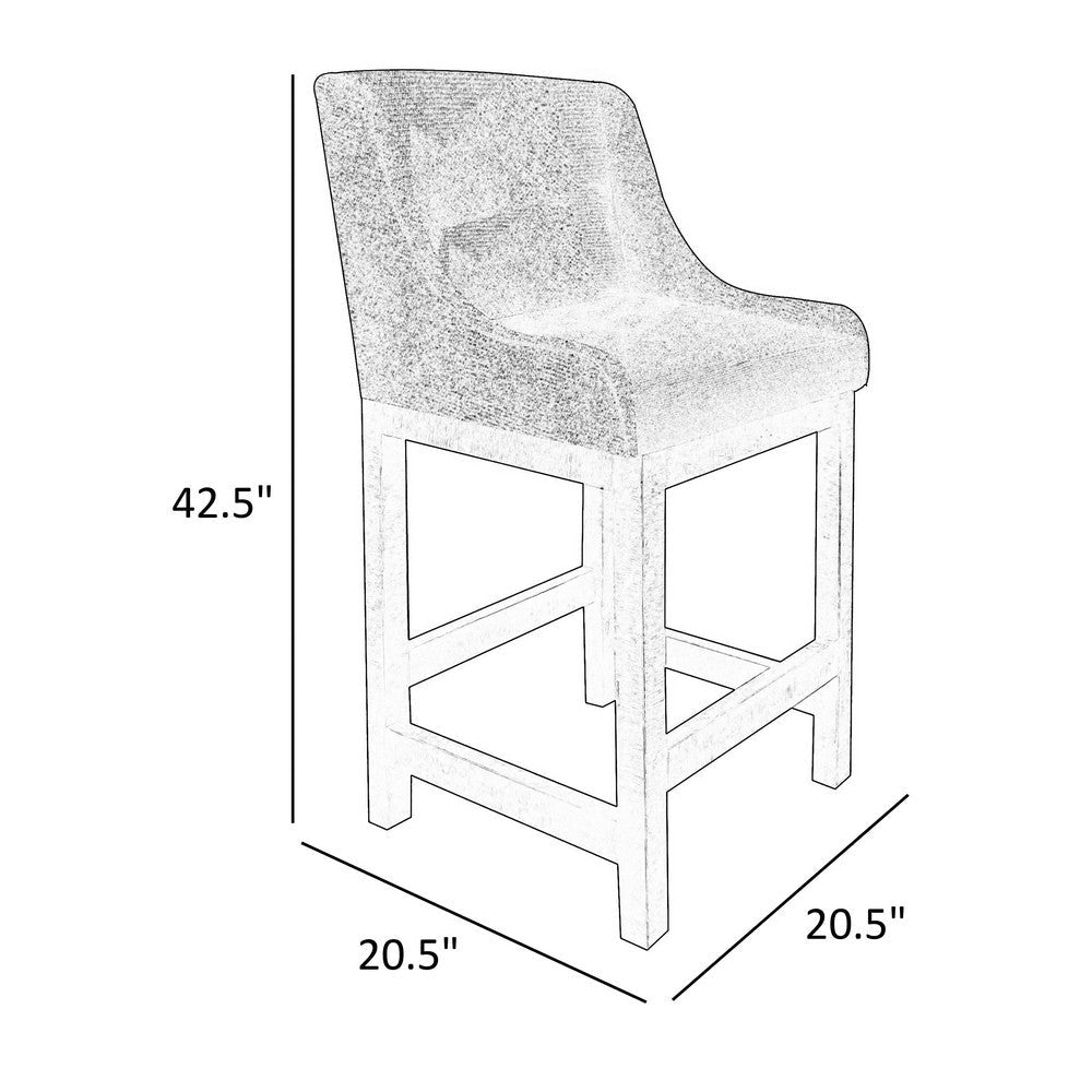 Lamy Barstool Chair Curved Arms Solid Pine Wood Olive Green Polyester By Casagear Home