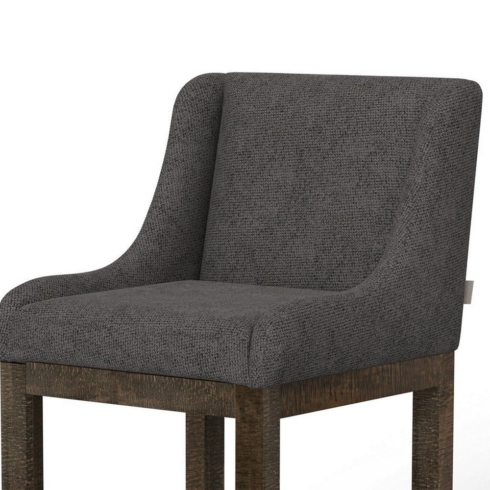 Lamy Barstool Chair Curved Arms Compact Solid Pine Wood Gray Polyester By Casagear Home