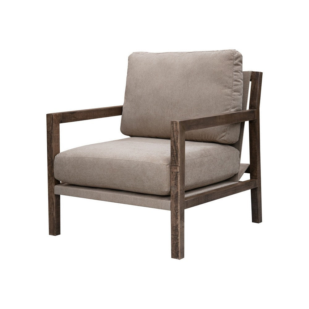 Tery Accent Chair Lumbar Pillow Transitional Pine Wood Brown Polyester By Casagear Home BM321526