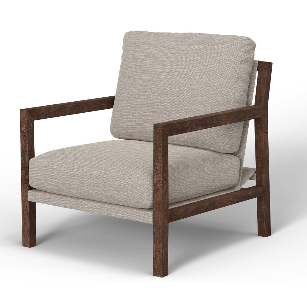 Tery Accent Chair Lumbar Pillow Transitional Pine Wood Beige Polyester By Casagear Home BM321527