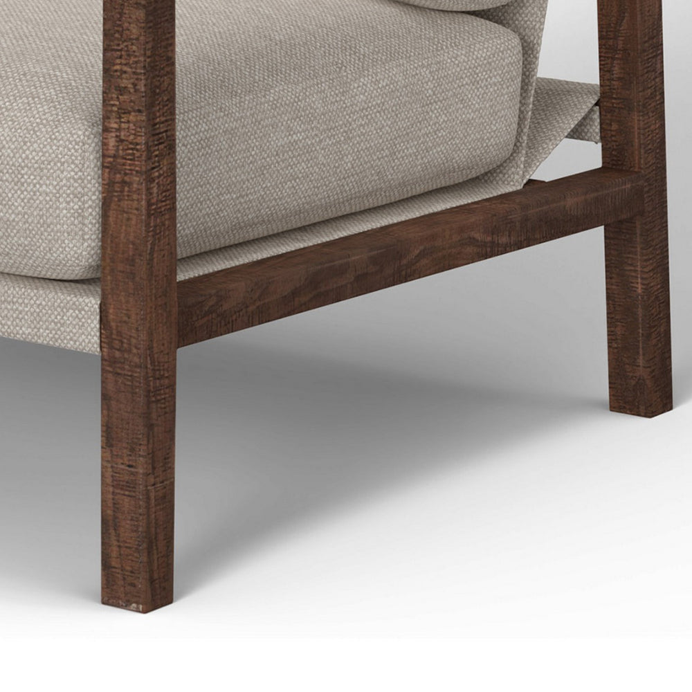 Tery Accent Chair Lumbar Pillow Transitional Pine Wood Beige Polyester By Casagear Home BM321527