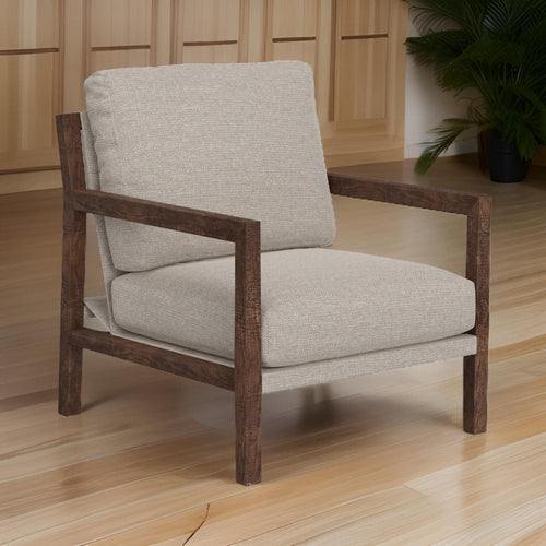 Tery Accent Chair, Lumbar Pillow, Transitional Pine Wood, Beige Polyester By Casagear Home