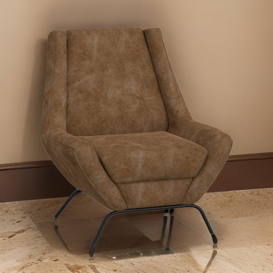 Tyna Accent Chair, 2 Neckroll Bolster Pillows, Cognac Brown Faux Leather By Casagear Home