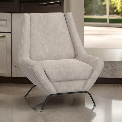 Tyna Accent Chair, 2 Bolster Pillows, Iron, Snow Gray Performance Fabric By Casagear Home