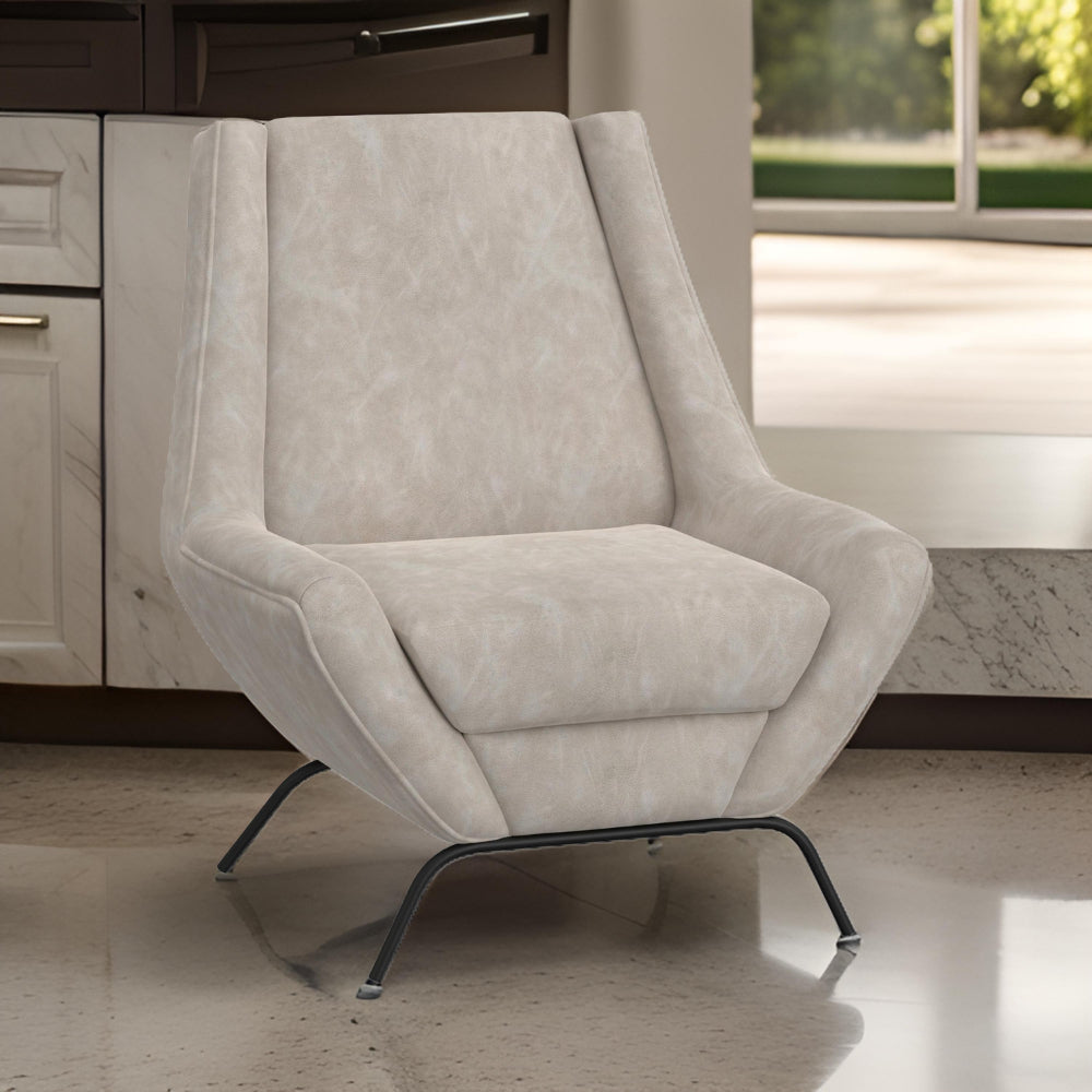 Tyna Accent Chair, 2 Bolster Pillows, Iron, Snow Gray Performance Fabric By Casagear Home