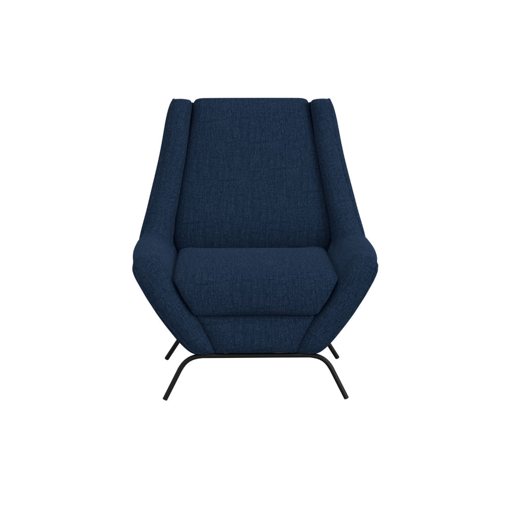 Tyna Accent Chair 2 Neckroll Bolster Pillows Iron Navy Blue Polyester By Casagear Home BM321536