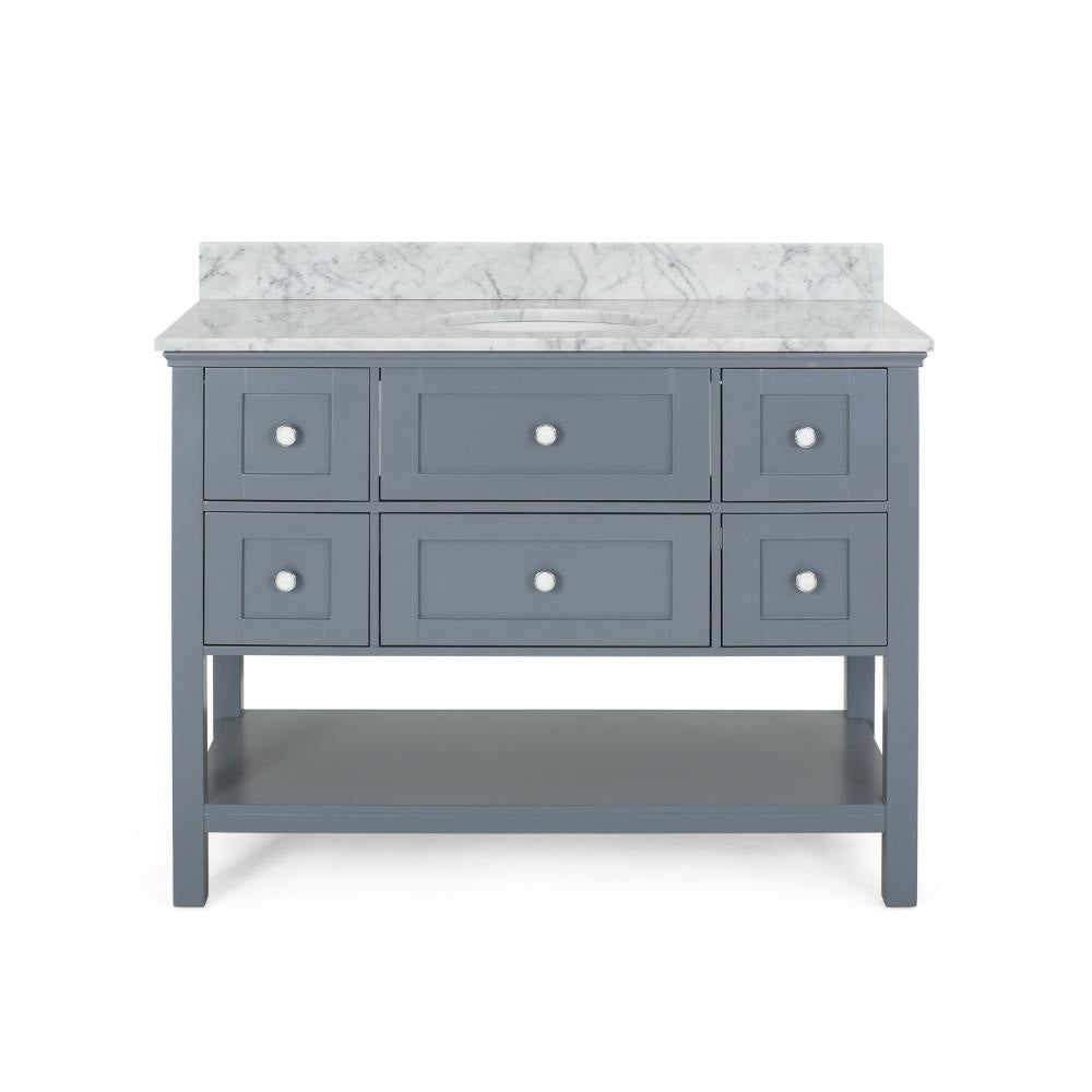 Sideboard Cabinet Console 5 Drawers 1 Lower Shelf 49 Inch Gray White BM321549