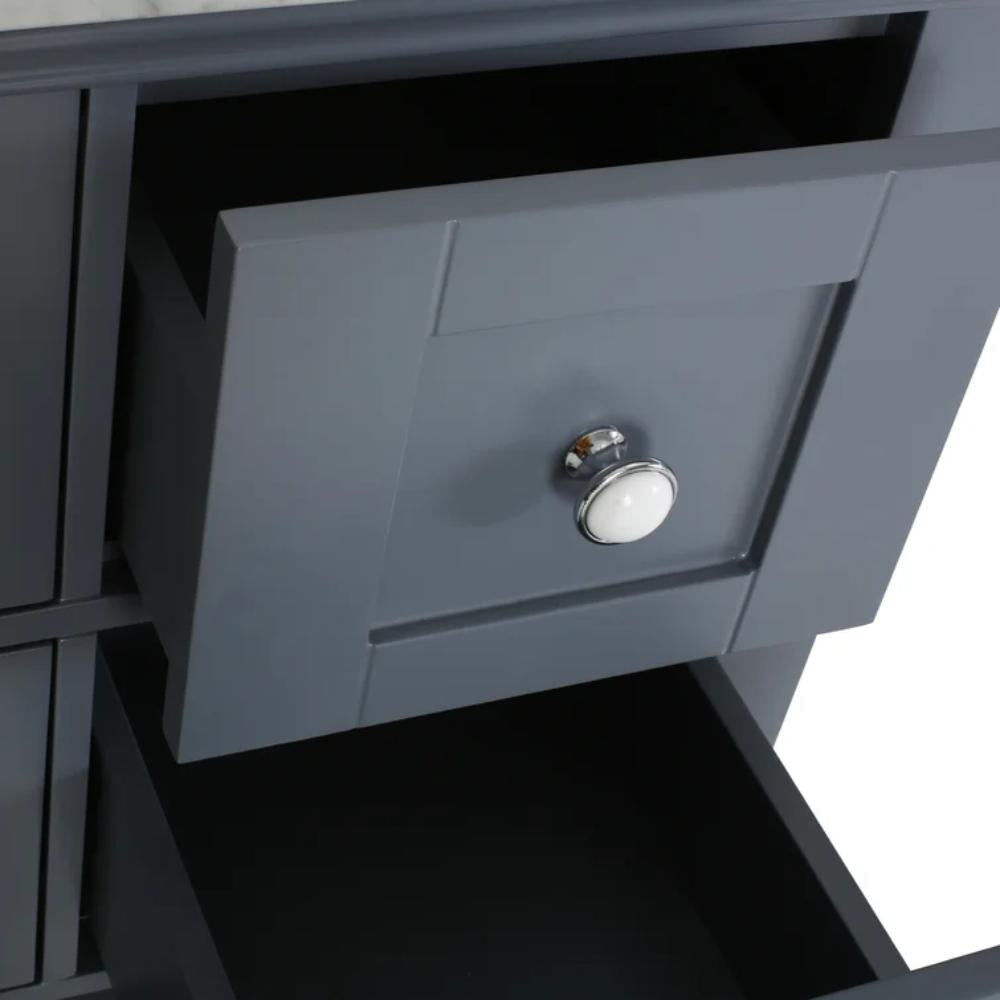 Sideboard Cabinet Console 5 Drawers 1 Lower Shelf 49 Inch Gray White BM321549