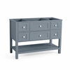 Sideboard Cabinet Console, 5 Drawers, 1 Lower Shelf, 49 Inch Gray White