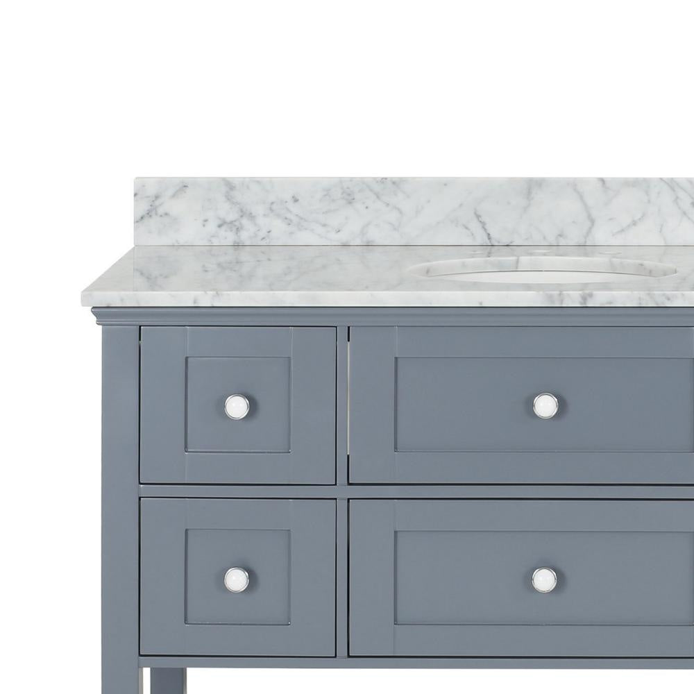 Sideboard Cabinet Console 5 Drawers 1 Lower Shelf 49 Inch Gray White BM321549