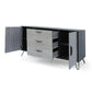 Sideboard Cabinet Console with 3 Drawer 2 Door 59 Inch Iron Gray Wood By Casagear Home BM321550