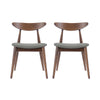 Side Dining Chair Set of 2 Round Rubberwood Splayed Legs Gray Brown By Casagear Home BM321551