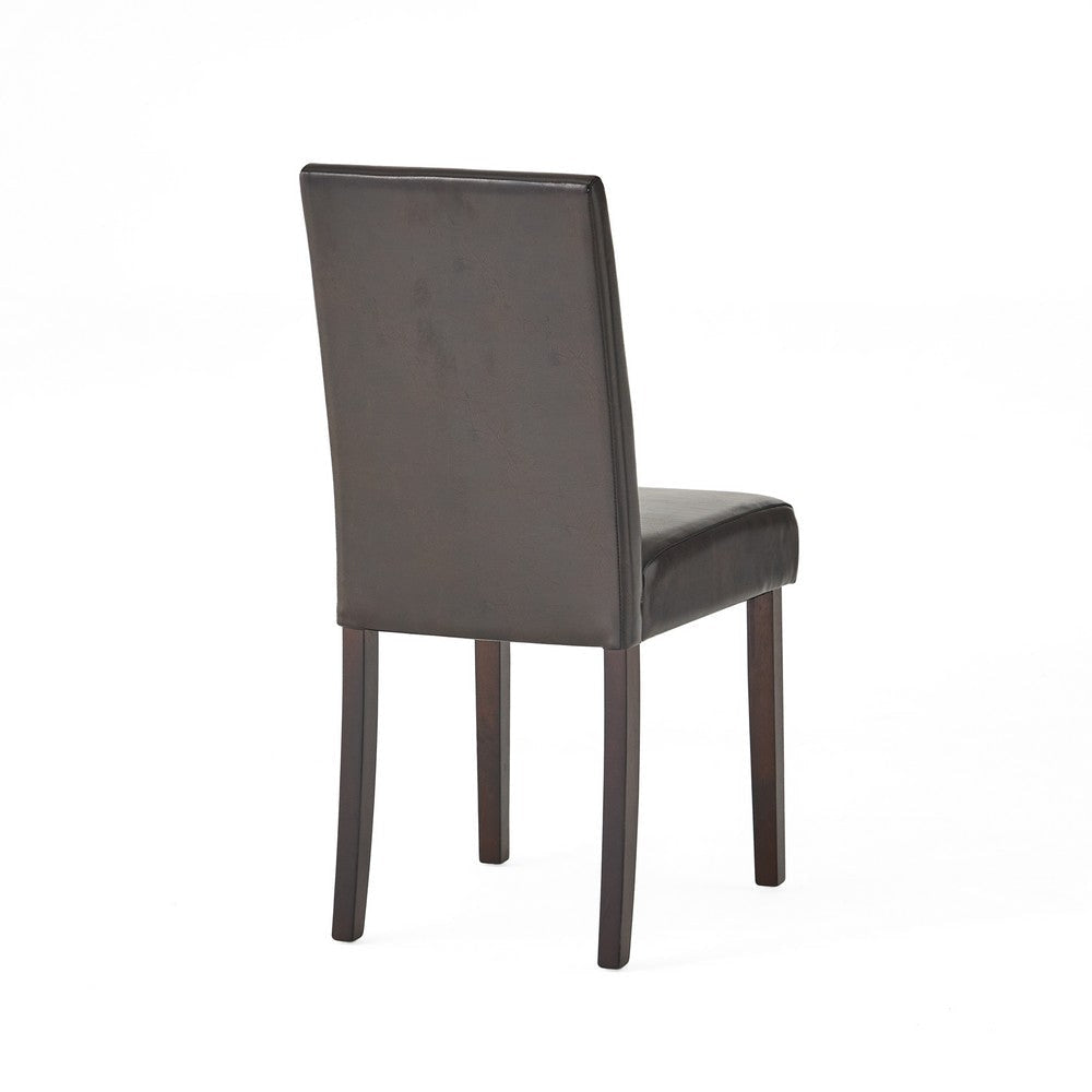 Side Dining Chair Set of 2 Cushioned Seat Espresso Wood Brown Leather By Casagear Home BM321552