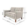 Loveseat Settee 53 Inch Tufted Waffle Stitch Solid Wood Beige Polyester By Casagear Home BM321553