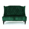 Lanny Loveseat Settee, Wingback Bench 50 Inch Wood, Tufted Green Velvet By Casagear Home