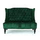 Lanny Loveseat Settee, Wingback Bench 50 Inch Wood, Tufted Green Velvet By Casagear Home