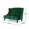 Lanny Loveseat Settee, Wingback Bench 50 Inch Wood, Tufted Green Velvet By Casagear Home