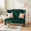 Lanny Loveseat Settee, Wingback Bench 50 Inch Wood, Tufted Green Velvet By Casagear Home