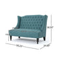 Lanny Loveseat Settee Wingback Bench 50 Inch Wood Tufted Teal Velvet By Casagear Home BM321556