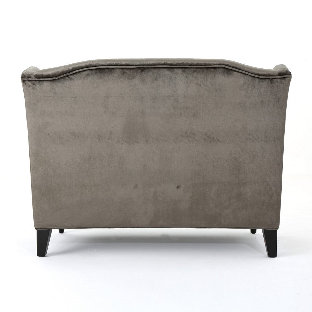 Lanny Loveseat Settee Wingback Bench 50 Inch Wood Tufted Gray Velvet By Casagear Home BM321557