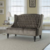 Lanny Loveseat Settee, Wingback Bench 50 Inch Wood, Tufted Gray Velvet By Casagear Home