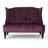 Lanny Loveseat Settee, Wingback Bench 50 Inch Wood, Tufted Purple Velvet By Casagear Home