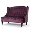 Lanny Loveseat Settee, Wingback Bench 50 Inch Wood, Tufted Purple Velvet By Casagear Home