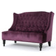 Lanny Loveseat Settee, Wingback Bench 50 Inch Wood, Tufted Purple Velvet By Casagear Home