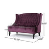 Lanny Loveseat Settee, Wingback Bench 50 Inch Wood, Tufted Purple Velvet By Casagear Home