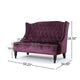 Lanny Loveseat Settee, Wingback Bench 50 Inch Wood, Tufted Purple Velvet By Casagear Home