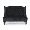 Lanny Loveseat Settee, Wingback Bench 50 Inch Wood, Tufted Black Velvet By Casagear Home