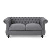 Bernie Loveseat 62 Inch Sofa Nailhead Trim Solid Wood Gray Tufted Fabric By Casagear Home BM321560