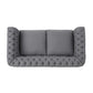 Bernie Loveseat 62 Inch Sofa Nailhead Trim Solid Wood Gray Tufted Fabric By Casagear Home BM321560