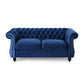 Bernie Loveseat 62 Inch Sofa Nailhead Trim Solid Wood Blue Tufted Fabric By Casagear Home BM321561